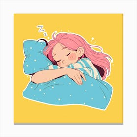 Girl Sleeping In Bed Canvas Print