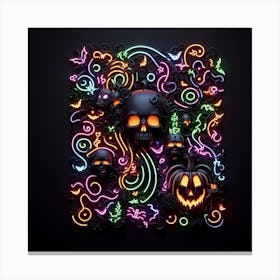 Rectangle Halloween Neon Art Canvas Print