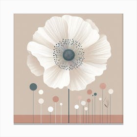 Scandinavian style, Large white poppy flower Canvas Print