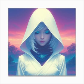 Girl In A White Hoodie Canvas Print