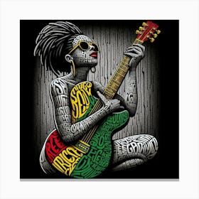 Reggae Girl With Guitar Canvas Print