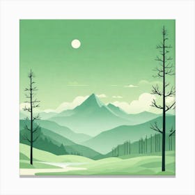 Misty mountains background in green tone 163 Canvas Print