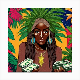 African Woman Holding Money Canvas Print