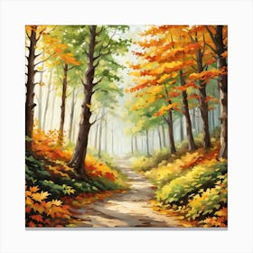 Forest In Autumn In Minimalist Style Square Composition 318 Canvas Print