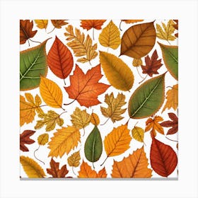 Autumn Leaves Seamless Pattern 9 Canvas Print