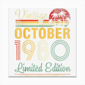 Vintage October 1980 Limited Edtion 42 Years Old My Birthday Canvas Print