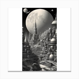 City Under The Moon Canvas Print