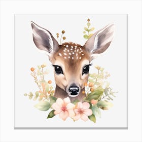 Fawn With Flowers Canvas Print