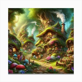 Fairy Village paintings art print 2 Canvas Print