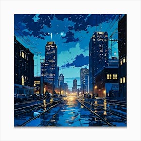 Cityscape At Night 1 Canvas Print