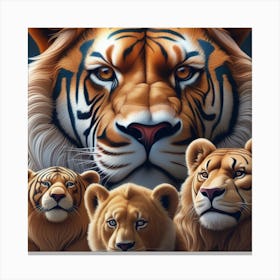 An Intense Close Up Of Lions Tiger  Meticulously Drawn In The Style Of Miki Asais Macro 444696599 Canvas Print