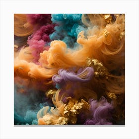 colorful smoke with gold Canvas Print