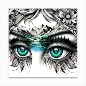 Abstract Eyes With Landscape Canvas Print