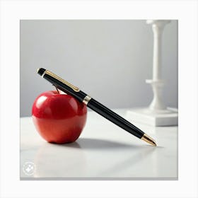 Apple And Pen Canvas Print