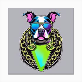 Dog With Sunglasses and chains Canvas Print