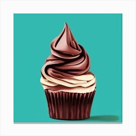 Chocolate Cupcake Colorful Background Canvas Print