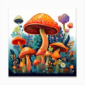 Mushrooms In The Forest 22 Canvas Print