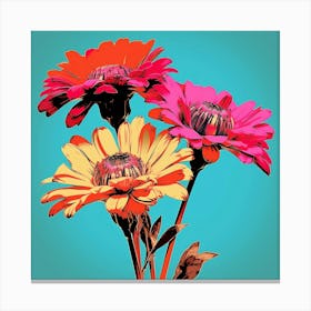 Andy Warhol Style Pop Art Flowers Gaillardia 4 Square Canvas Print