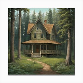 House In The Woods Art Print 3 Canvas Print