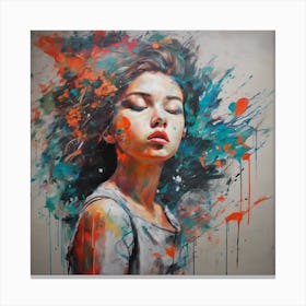 Girl With Paint Splatters Canvas Print