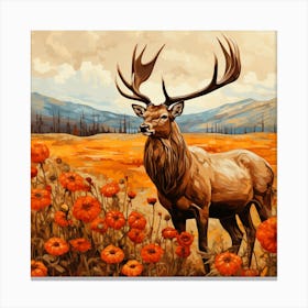 Deer In The Field Canvas Print