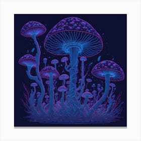 Neon Mushrooms (1) 1 Canvas Print