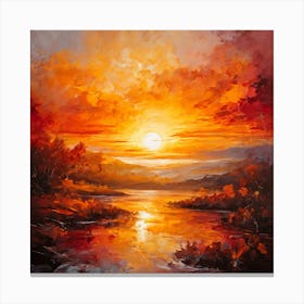 Sunset Over The River Canvas Print