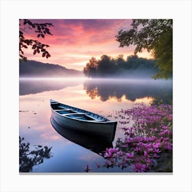 Canoe On The Lake Canvas Print