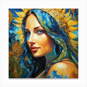 Woman With Blue Hair uk Canvas Print