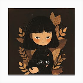 Black Cat Girl Canvas Print