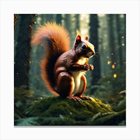 Red Squirrel In The Forest 25 Canvas Print