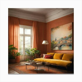 Orange Living Room 1 Canvas Print