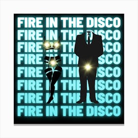 Fire In The Disco Teal Canvas Print