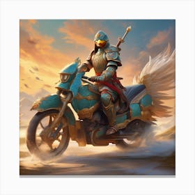 Warrior Riding A Motorcycle Canvas Print