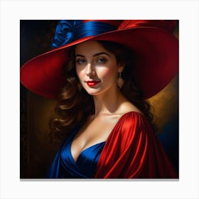 Lady In A Red Hat 1 Canvas Print