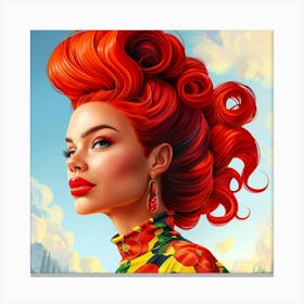 Woman With Bright Red Hair Canvas Print