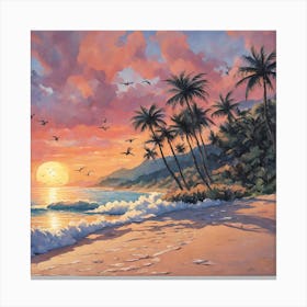 Sunset At The Beach Canvas Print