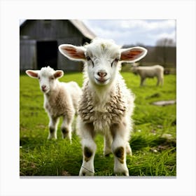 Grass Rural Green Goat Farm White Nature Field Mammal Milk Farming Farm Animal Domestic (3) Canvas Print