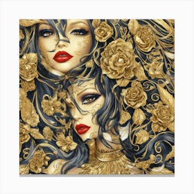Default Gold Lips Makeup Trendy Wall Art 1 Canvas Print