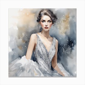 Watercolor Illustration Of A Woman In A Dress Canvas Print