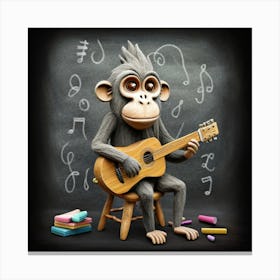 Monkey Playing Guitar Canvas Print