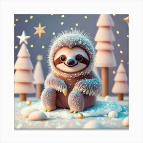 Snowy Sloth S Winter Wonderland Canvas Print