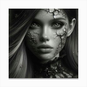 Portrait Of A Girl With Cracked Skin Canvas Print