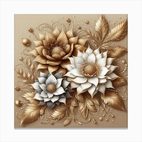 Flowers in gold Canvas Print