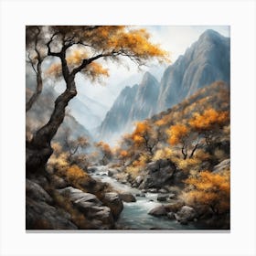 Chinese Mountains Landscape Painting (80) Canvas Print