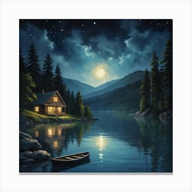 Night On The Lake Art Print 2 Canvas Print