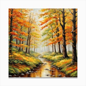 Forest In Autumn In Minimalist Style Square Composition 298 Canvas Print