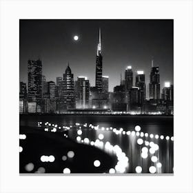 Chicago Skyline At Night 2 Canvas Print