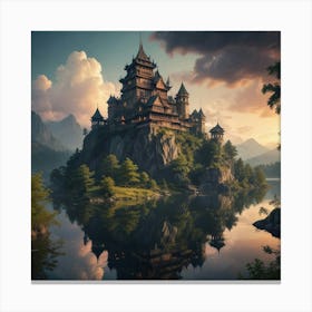 Castle On The Lake Canvas Print