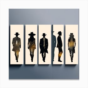 Boho Art Men silhouettes 2 Canvas Print